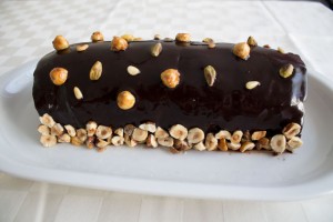 Chocolate and hazelnut Christmas Yule Log