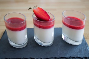 Panna cotta with strawberry gelée